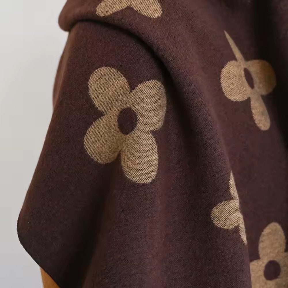 Elegant Floral Brown and Tan Scarf - Picture 2 of 3